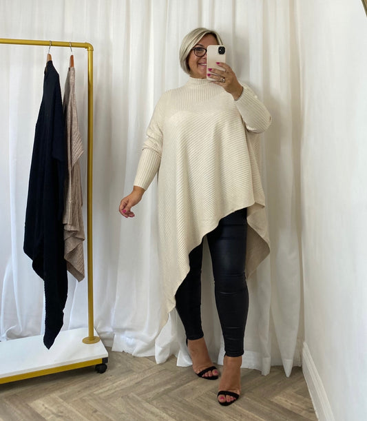 Cream Asymmetric knit