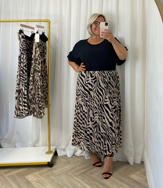 Zebra Pleated Skirt