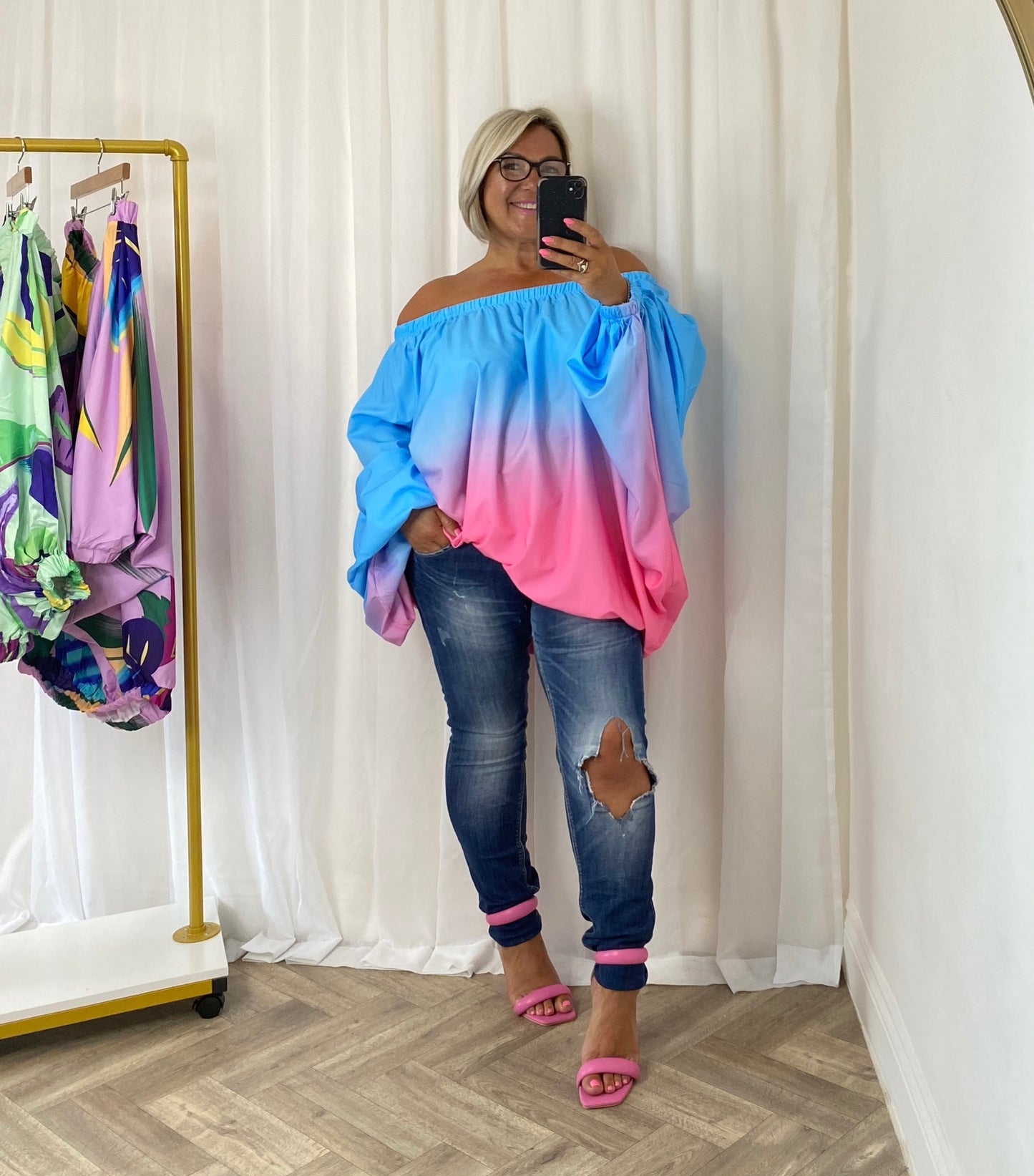 Ombré Extreme Oversize Top / Dress In Blue & Pink