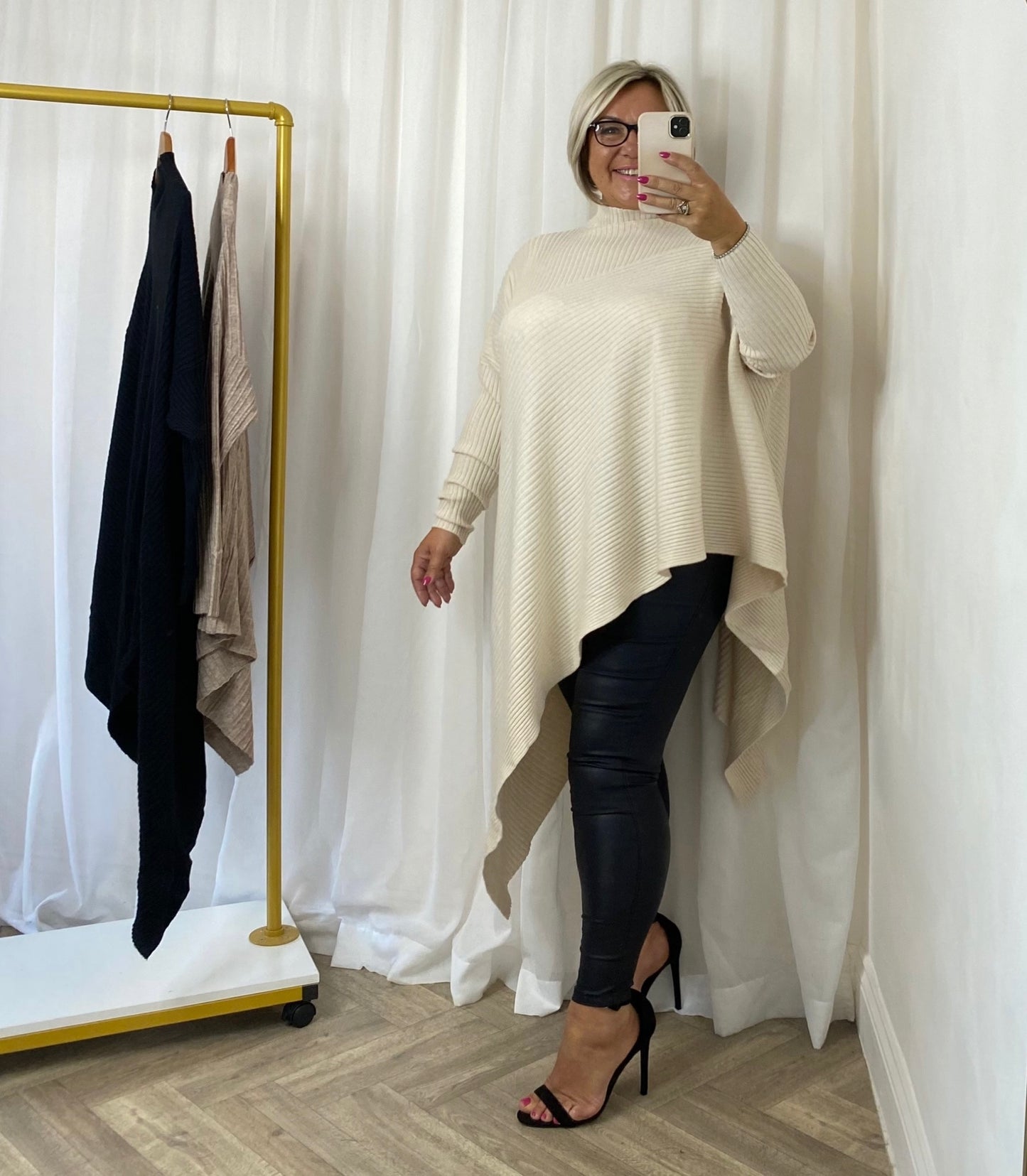 Cream Asymmetric knit