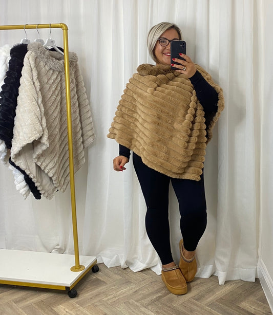 Mocha Fur Poncho