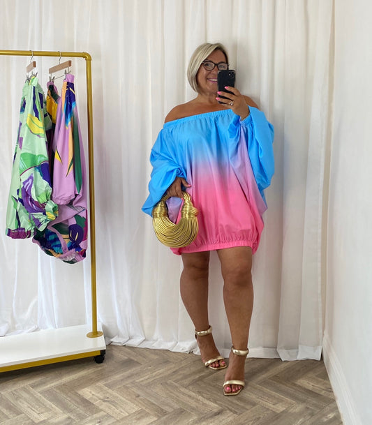 Ombré Extreme Oversize Top / Dress In Blue & Pink