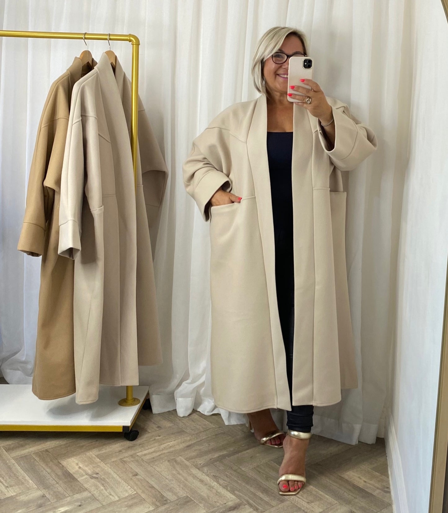 Cream Open Front Coat