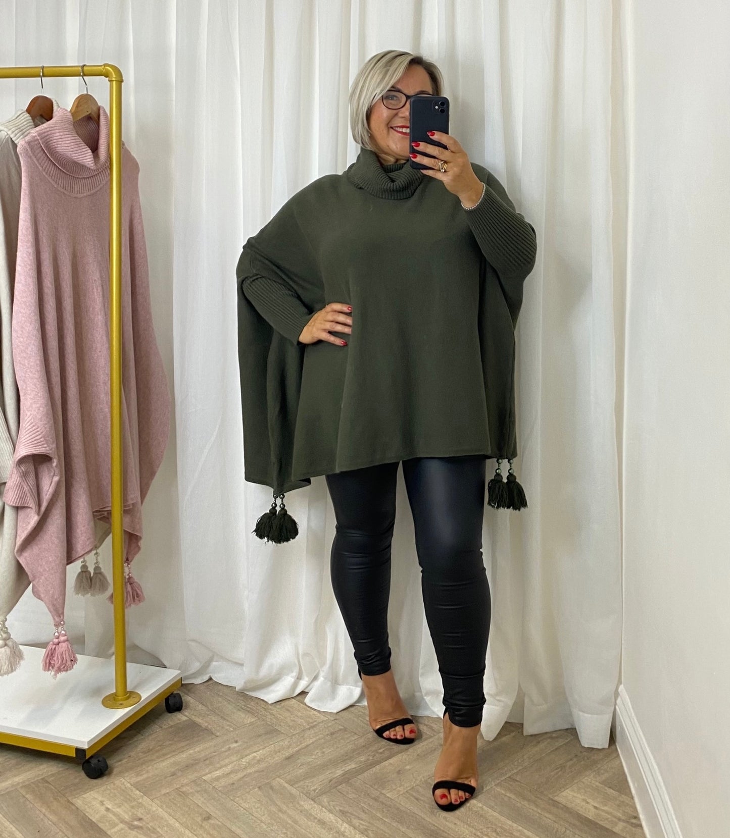 Khaki Tassel Poncho