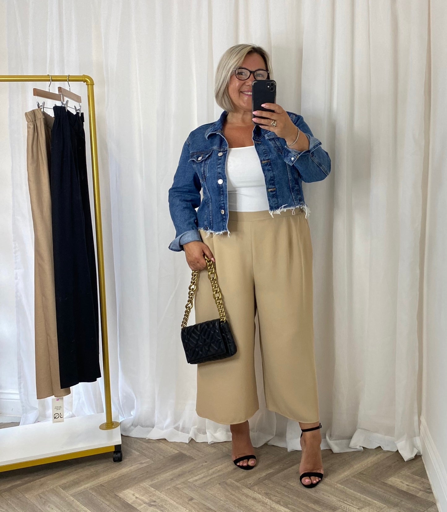 Wide Leg Culottes In Beige