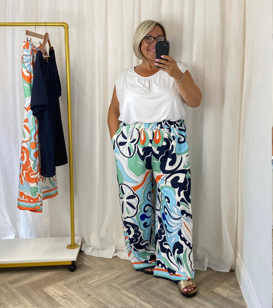 Wide Leg - Multi Print Trousers