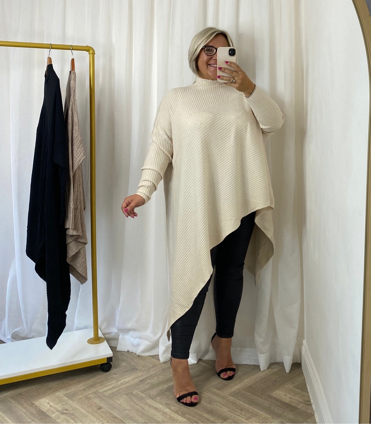 Cream Asymmetric knit