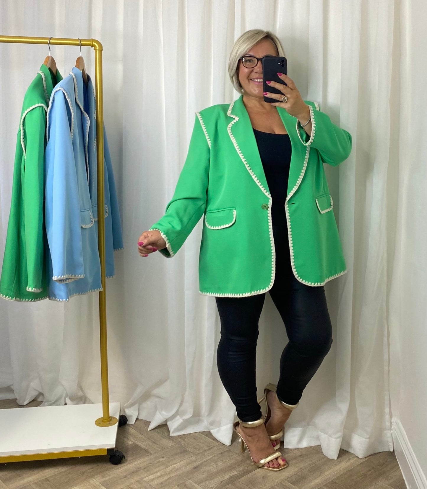 Light Green Scalloped Edge Blazer