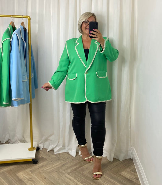 Light Green Scalloped Edge Blazer