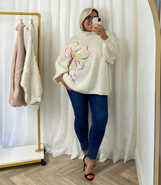 Cream Flower Jumper