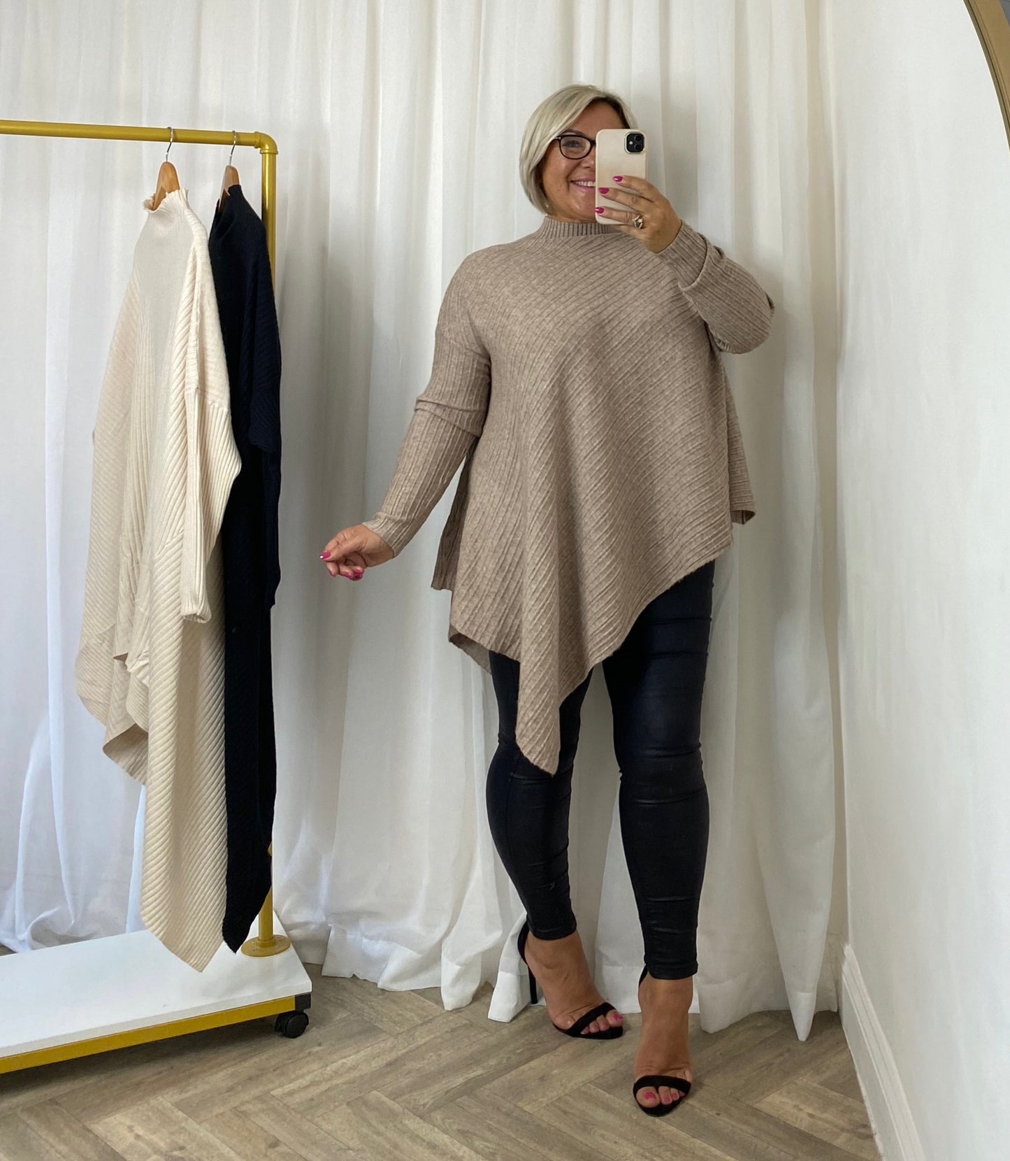 Mocha Asymmetric Knit