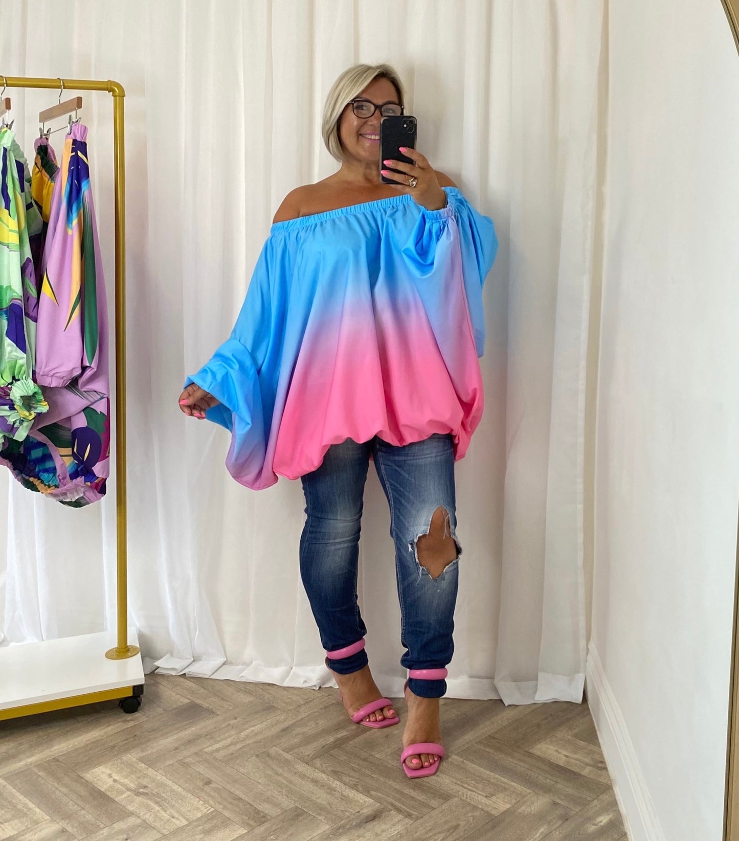 Ombré Extreme Oversize Top / Dress In Blue & Pink