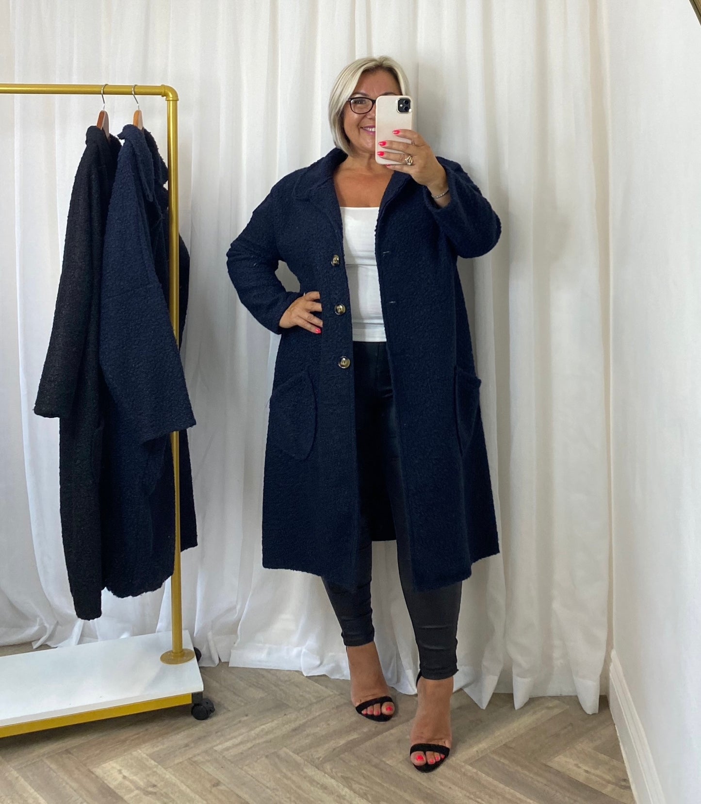 Navy Teddy Coat