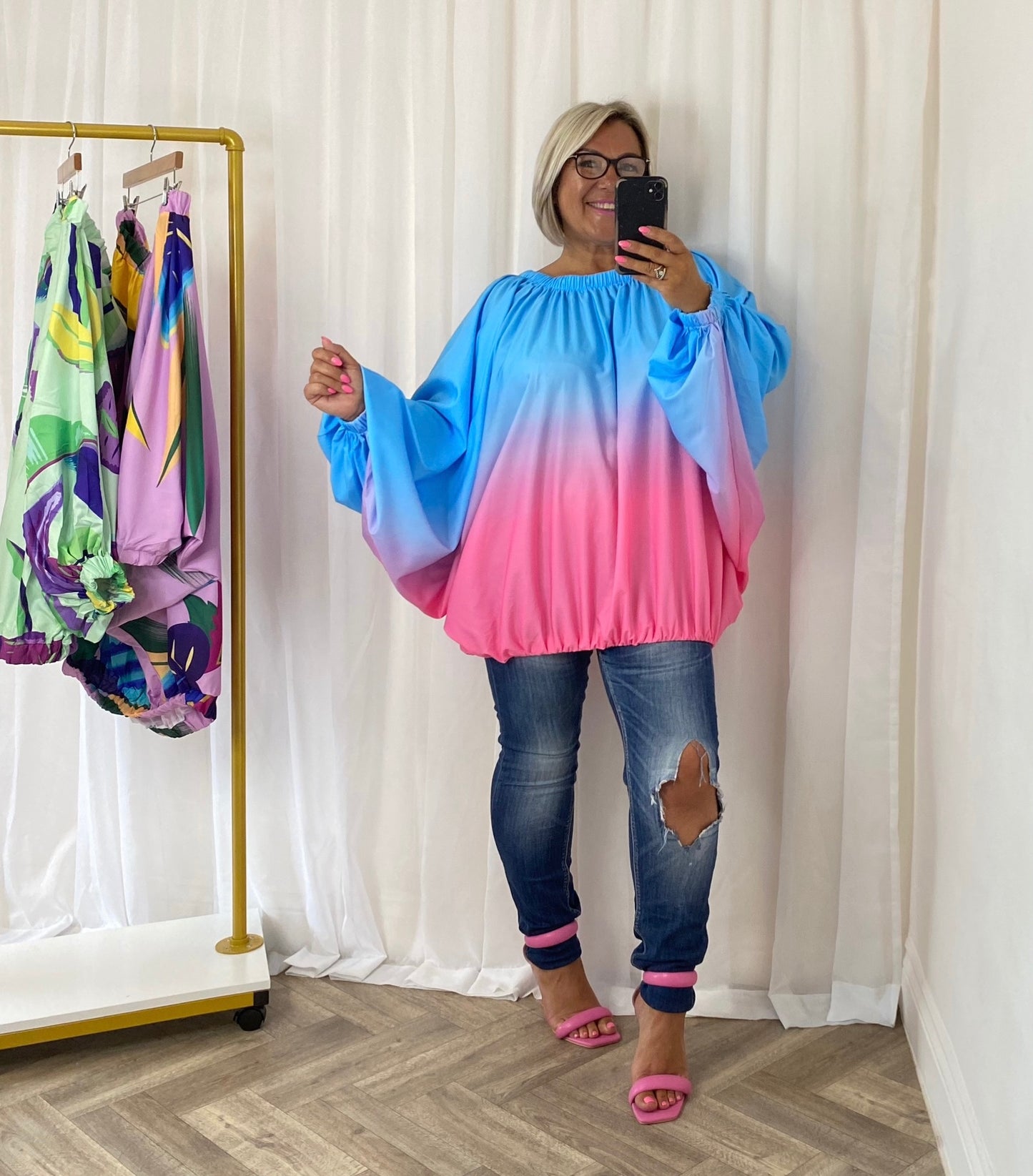 Ombré Extreme Oversize Top / Dress In Blue & Pink