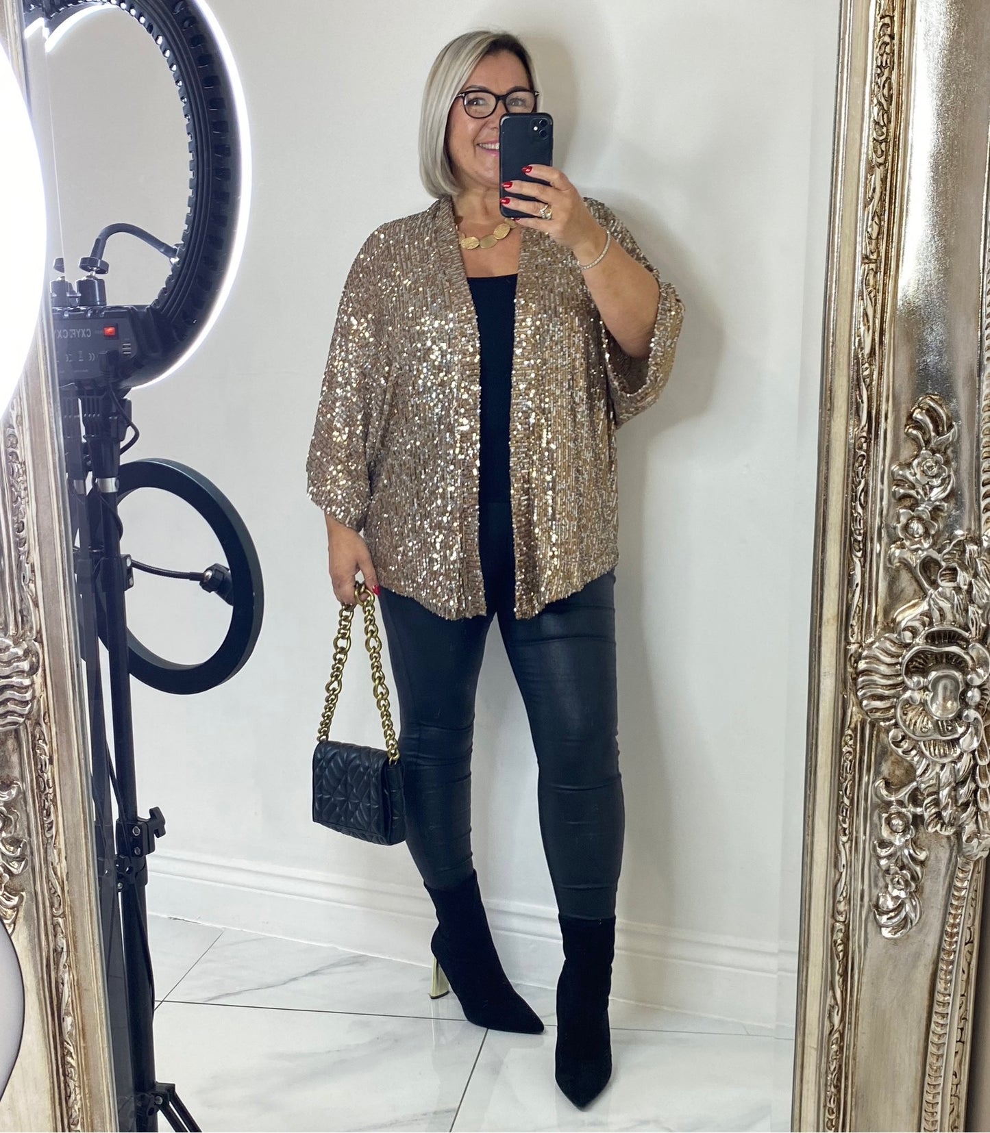 Oversize Gold Sequins Blazer